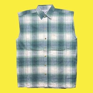 Vintage 90s GOOUCH sleeveless button down‎ plaid flannel-like shirt